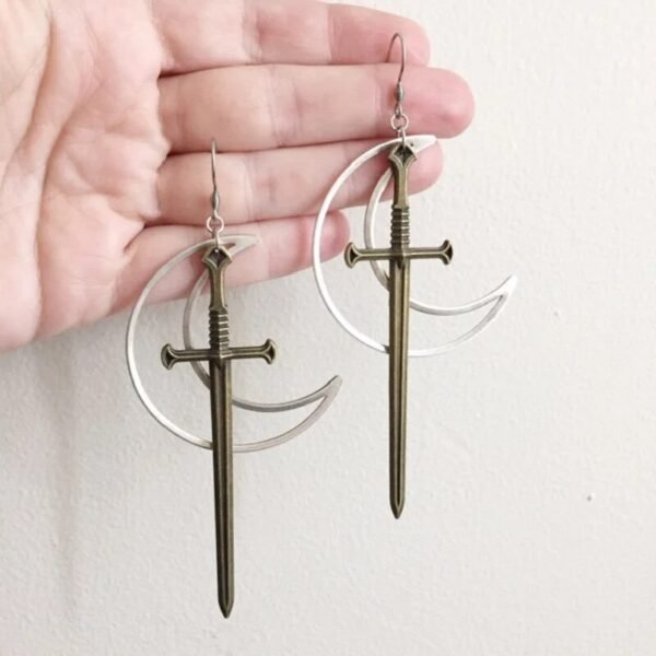 New Goth Blood Sword Hoop Earrings Ring Sword Classic Eardrop Big Sword