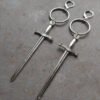 New Goth Blood Sword Hoop Earrings Ring Sword Classic Eardrop Big Sword