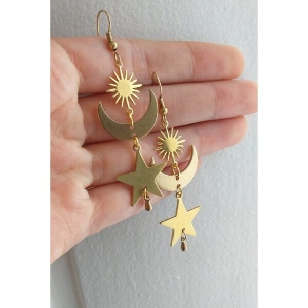 New Goth Modernist Metal Loop Earrings Drop Phase Boho Hippie Statement Summer Long Creativity Jewelry Minimalism Women Gift