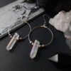 New Goth Quartz Hoops Minimal Earrings Boho Crystal Alternative Minimal Romantic Statement Jewelry Witchy Gift Stones Women Gift