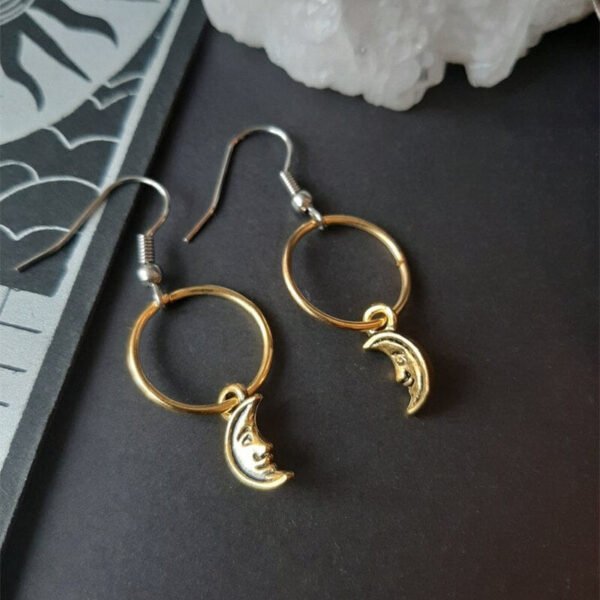 New Goth Quartz Hoops Minimal Earrings Boho Crystal Alternative Minimal Romantic Statement Jewelry Witchy Gift Stones Women Gift