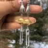 New Handmade~Saturnia Earrings, Silver Plated Victorian Hand Earrings, Crystal Point Saturn Earrings, Mystical Earrings