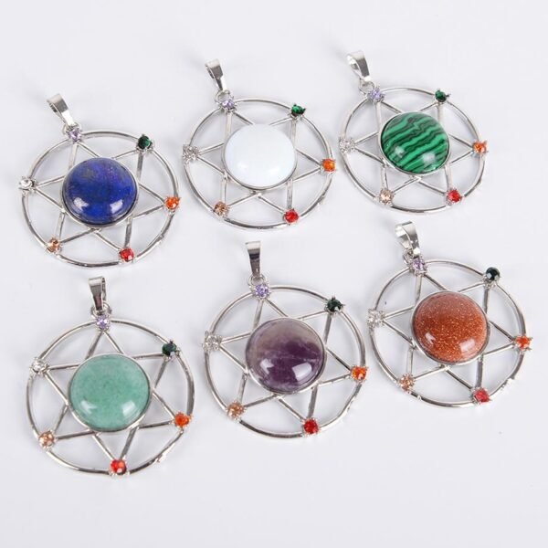 New Natural Stone Hexagram Pendant Necklace Spiritual Star of David Healing Chakra Beads Fashion Jewelry