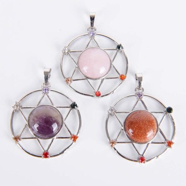 New Natural Stone Hexagram Pendant Necklace Spiritual Star of David Healing Chakra Beads Fashion Jewelry