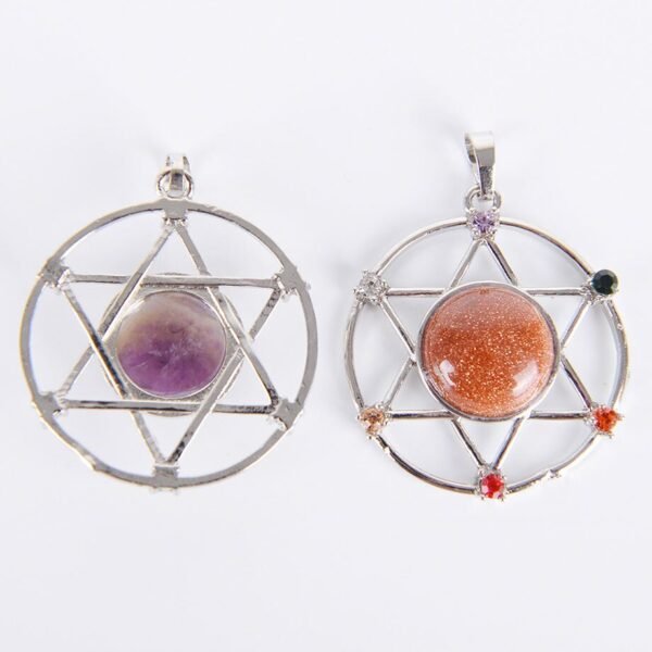 New Natural Stone Hexagram Pendant Necklace Spiritual Star of David Healing Chakra Beads Fashion Jewelry