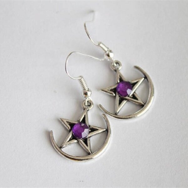 Pentagram Moon Earrings Witchy Goddess Pagan Druid Witchcraft Supplies Classical Halloween Statement Jewellery
