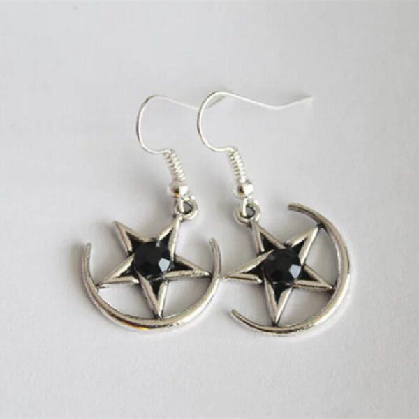 Pentagram Moon Earrings Witchy Goddess Pagan Druid Witchcraft Supplies Classical Halloween Statement Jewellery