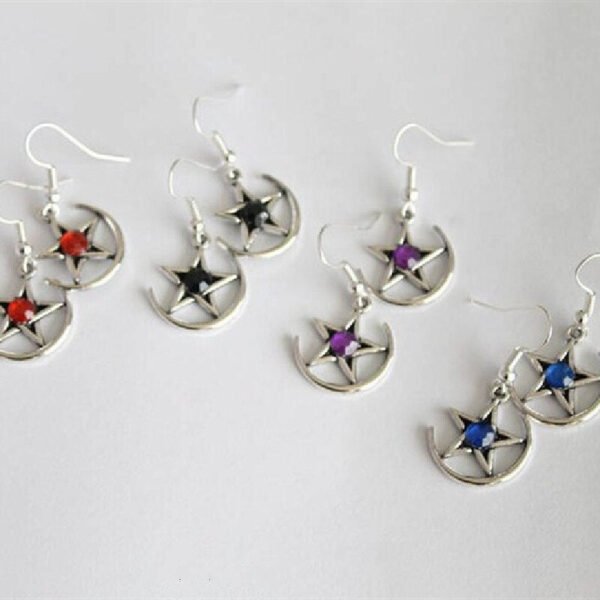 Pentagram Moon Earrings Witchy Goddess Pagan Druid Witchcraft Supplies Classical Halloween Statement Jewellery