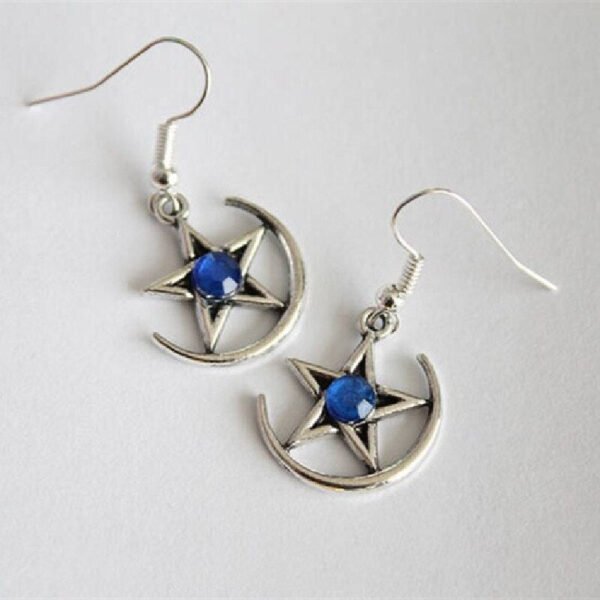 Pentagram Moon Earrings Witchy Goddess Pagan Druid Witchcraft Supplies Classical Halloween Statement Jewellery