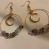 New Witch Bohemia Moon Rainbow Fluorite Hoop Earrings Dangle Jewelry Healing Halloween Statement Delicacy Jewelry Women Gift