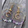 New Witch Bohemia Moon Rainbow Fluorite Hoop Earrings Dangle Jewelry Healing Halloween Statement Delicacy Jewelry Women Gift