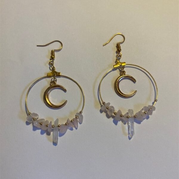 New Witch Bohemia Moon Rainbow Fluorite Hoop Earrings Dangle Jewelry Healing Halloween Statement Delicacy Jewelry Women Gift