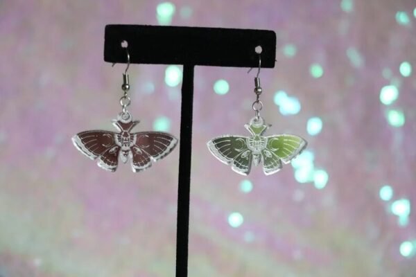 Night MOTH Iridescent Statement Earrings/ Laser Cut Acrylic Earrings