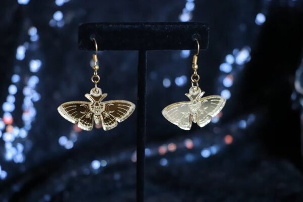 Night MOTH Iridescent Statement Earrings/ Laser Cut Acrylic Earrings