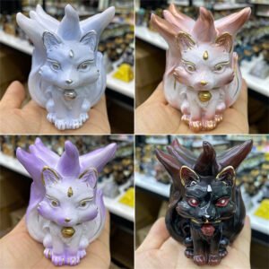Nine-tailed Fox Crystal Ball Resin Base Shpere Display Stand Beautiful Cute Crafts Ornaments Gift Suitable for 4-10cm Ball
