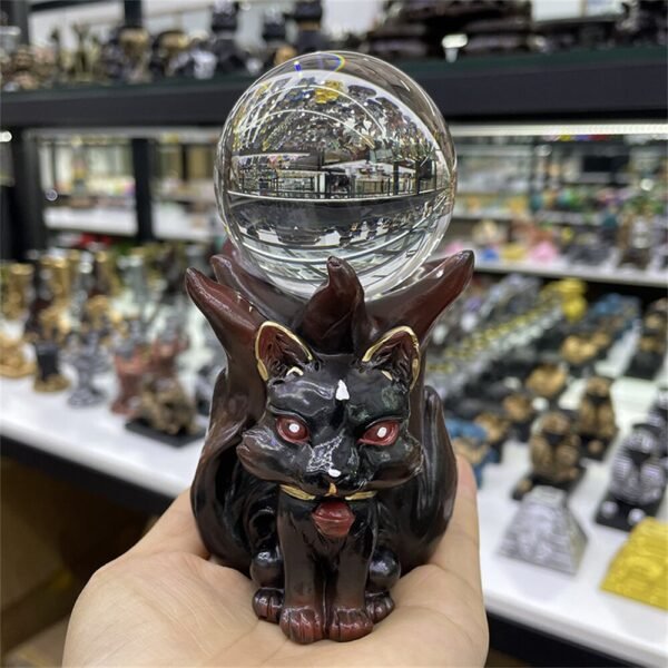Nine-tailed Fox Crystal Ball Resin Base Shpere Display Stand Beautiful Cute Crafts Ornaments Gift Suitable for 4-10cm Ball