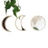 Nordic 3D Wooden Moon Cycle Hanging Mirror Wall Decoration Living Room Bedroom Entrance Lunar Eclipse Decorative Mirror  Wall Decor