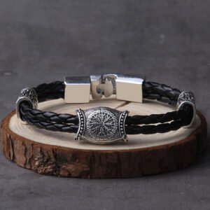Nordic-Amulet-Runic-Runes-Beads-Talisman-Valknut-Vegvisir-Compass-Trinity-Symbols-Viking-Bracelet-Men-Women-Vikingos Nordic Amulet Runic Runes Beads Talisman Valknut Vegvisir Compass Trinity Symbols Viking Bracelet Men Women Vikingos Jewelries