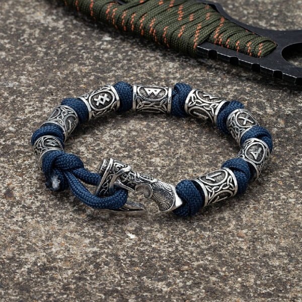Norse Vikings Axes Wrap Bracelets Men Mjolnir Hammer Camping Paracord Survival Rope Wristband Amulet Handmade Male Jewelry Gifts
