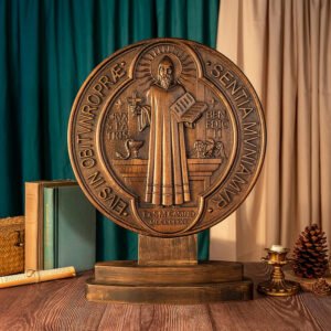 Nucia-s-Order-of-St-Benedict-Double-sided-Home-Counter-Church-St-Benedict-Ornament-Religious-Christian_b1aaeb0f-78aa-45b9-a238-0047d58fd2c1 Nucia's Order of St. Benedict Double-sided Home Counter Church St. Benedict Ornament Religious Christian Catholic Saint Statue