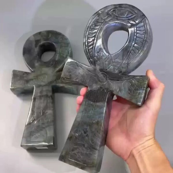 large size labradorite anka cross crystal egyptian key of life ankh