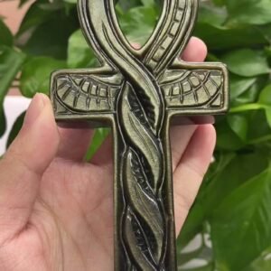 Golden Obsidian anka cross crystal gemstone egyptian key of life ankh