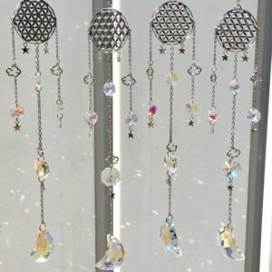 Original Handmade Dream Weaver Sun Catcher - Silver Plated Celestial Star Moon Clouddala Rainbow Light Catcher