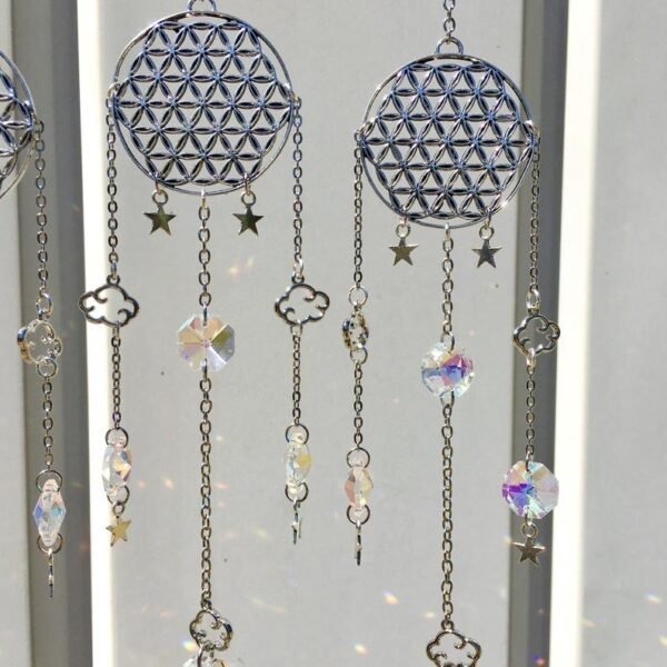 Original Handmade Dream Weaver Sun Catcher - Silver Plated Celestial Star Moon Clouddala Rainbow Light Catcher