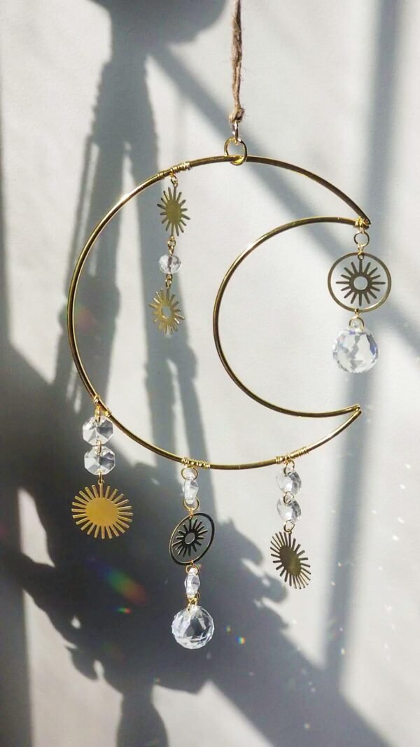 Original Handmade large Moon and mini Stars Suncatcher | Celestial Suncatcher | Boho Decor | Gifts