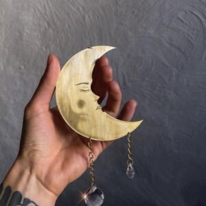Original Handmade simple moon face Sun Catcher -Gold Plated
