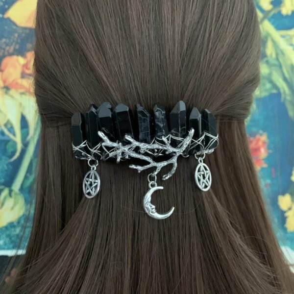 Original Mystery Retro Raw Crystal Hairpin Branch Antlers Pentagram Hairpin Wiccan Jewelry Gothic Gift Pagan Witch