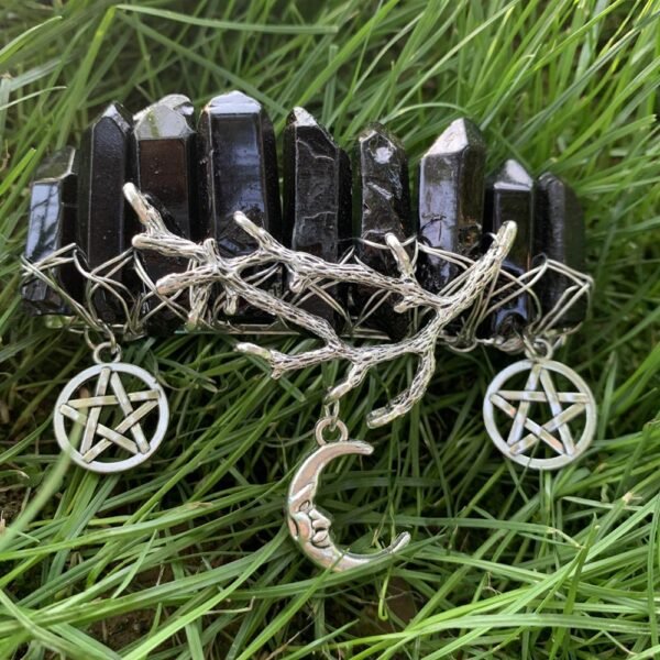 Magic Wicca~Original Mystery Retro Raw Crystal Hairpin Branch Antlers Pentagram Hairpin Wiccan Jewelry Gothic Gift Pagan Witch