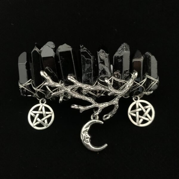 Original Mystery Retro Raw Crystal Hairpin Branch Antlers Pentagram Hairpin Wiccan Jewelry Gothic Gift Pagan Witch