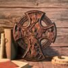 Orthodox Archangel Cross home wall decoration, wood carving, table decoration, St. Michael's Church decoration, Christian gift