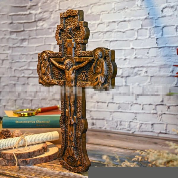 Orthodox Cross Wood Carving Church Decoration Holy Family Suffer Crucifixion Wall Decor Jesus Figures