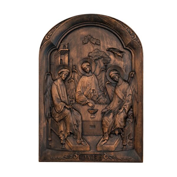 Orthodox Holy Trinity Wood Carving Ornament Wall Decor Christian Holy Family Holy Spirit Religious Home Decor Catholicism