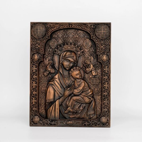 Our Lady of Perpetual Help Wood Carved Wall Decor, Catholic Religious Items, Home Decor, Our Lady Statue, Vintage Art