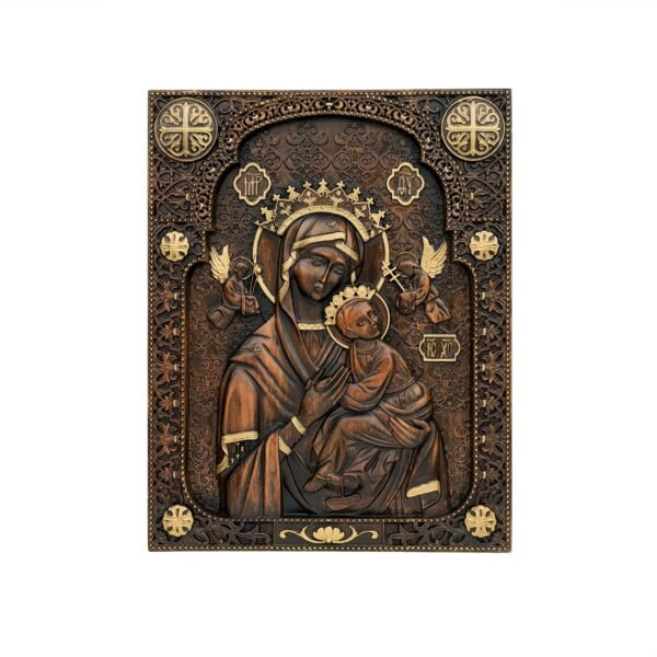 Our Lady of Perpetual Help Wood Carved Wall Decor, Catholic Religious Items, Home Decor, Our Lady Statue, Vintage Art