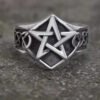 Pagan Pentagram Stainless Steel Ring Gothic Steam Biker Punk Jewelry
