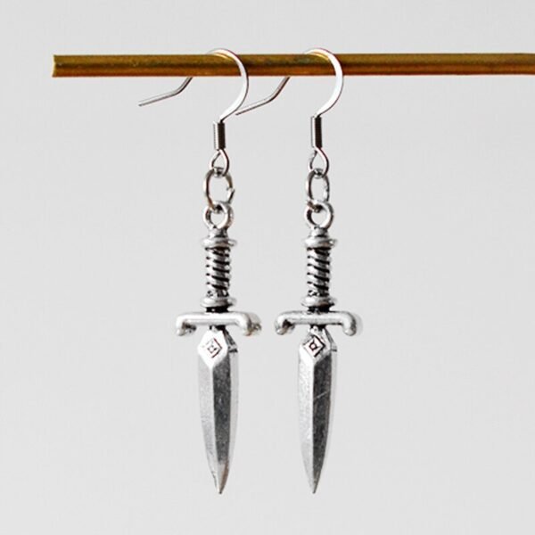 Pagan Sword Drop Earrings Gothic Dagger Dangle Earrings Witch Jewelry For Women