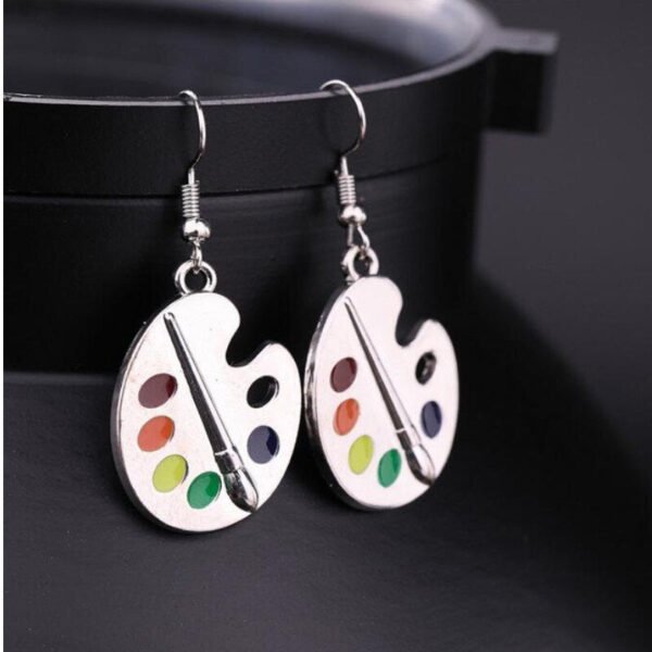 Palette Earrings silver color Earrings Artist Earrings Wonderful Bright Artist Palette Earrings women