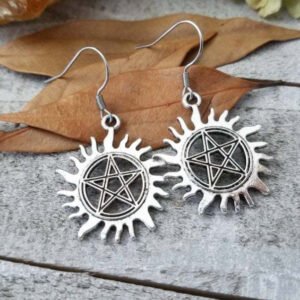 Pentagram Dangle Earring Pagan Goddess Jewelry For Women