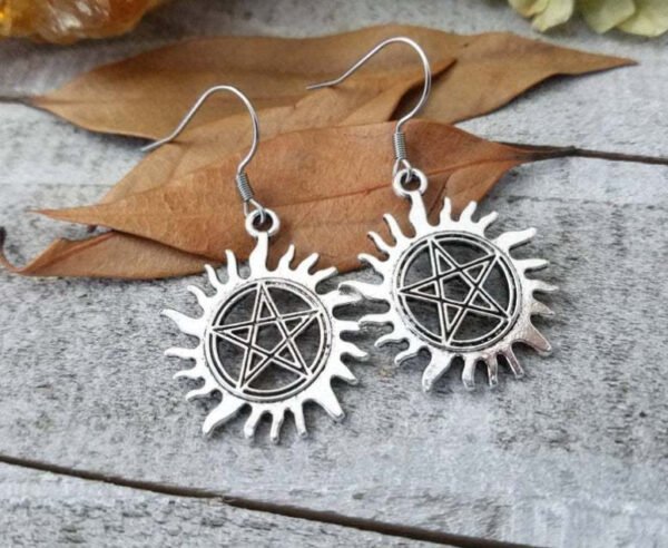 Pentagram Dangle Earring Pagan Goddess Jewelry For Women