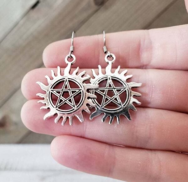 Pentagram Dangle Earring Pagan Goddess Jewelry For Women