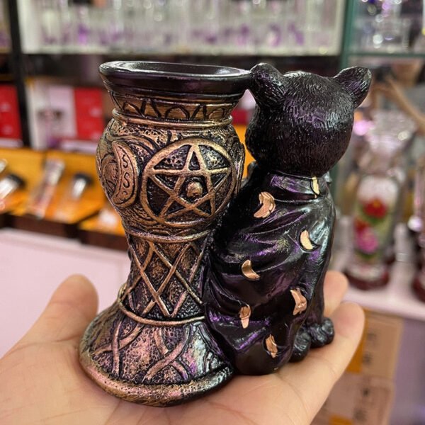 Pentagram Lucky Cat Resin Display Stand Base For Crystal Magic Ball Globe Energy Stone Pedestal Ornaments