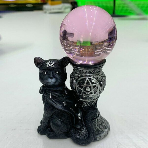 Pentagram Lucky Cat Resin Display Stand Base For Crystal Magic Ball Globe Energy Stone Pedestal Ornaments