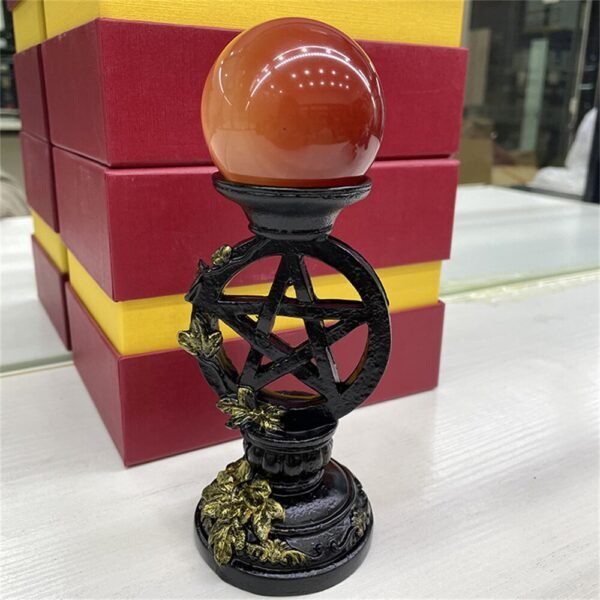 Pentagram Relief Flower Resin Crystal Ball Base Ornament Magic Energy Ball Display Pedestal Suitable for 6-8cm Ball