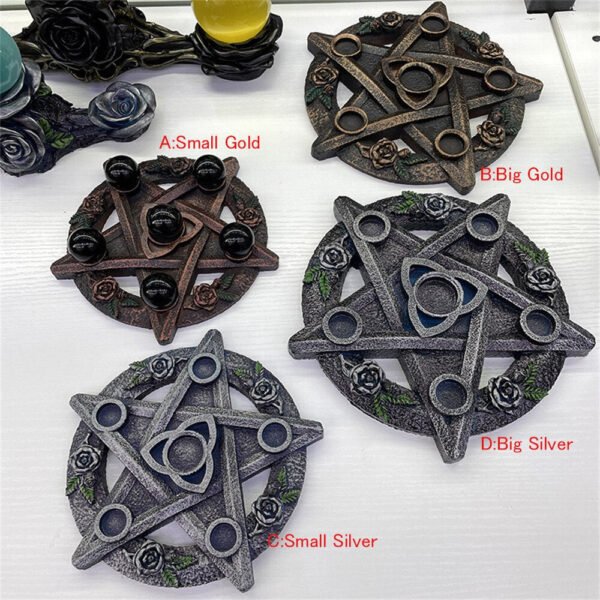 Pentagram Rose Flower Resin Crafts Ornaments Crystal Ball Base Six Star Array Energy Booster Goddess of The Earth Altar