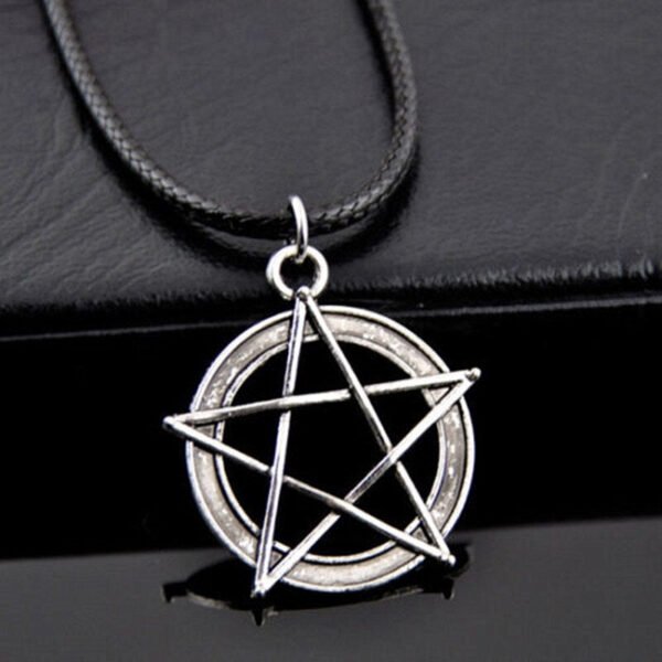 Pentagram Star Pendant Necklace for Women Gothic Wicca Charms Accessories Leather Choker Satan Fashion Jewelry Witchcraft Goth|Pendant Necklaces|