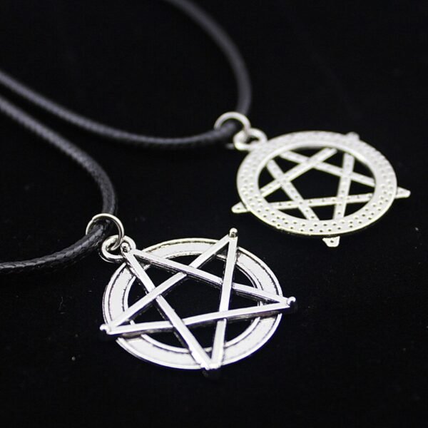 Pentagram Star Pendant Necklace for Women Gothic Wicca Charms Accessories Leather Choker Satan Fashion Jewelry Witchcraft Goth|Pendant Necklaces|